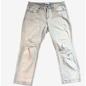 Lane Bryant Signature Fit Distressed Mid Rise Straight Ankle Jeans Size 14